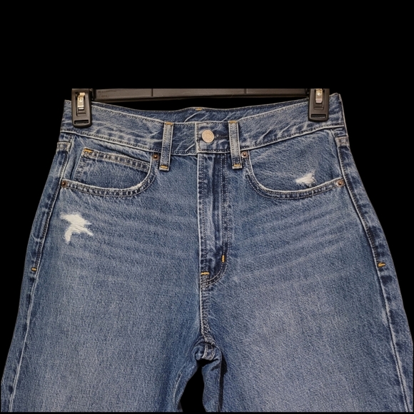 Gap Barrel Leg High Rise Jeans Size 2 Short 29W / 24" Inseam Distressed Cotton - Picture 2 of 6